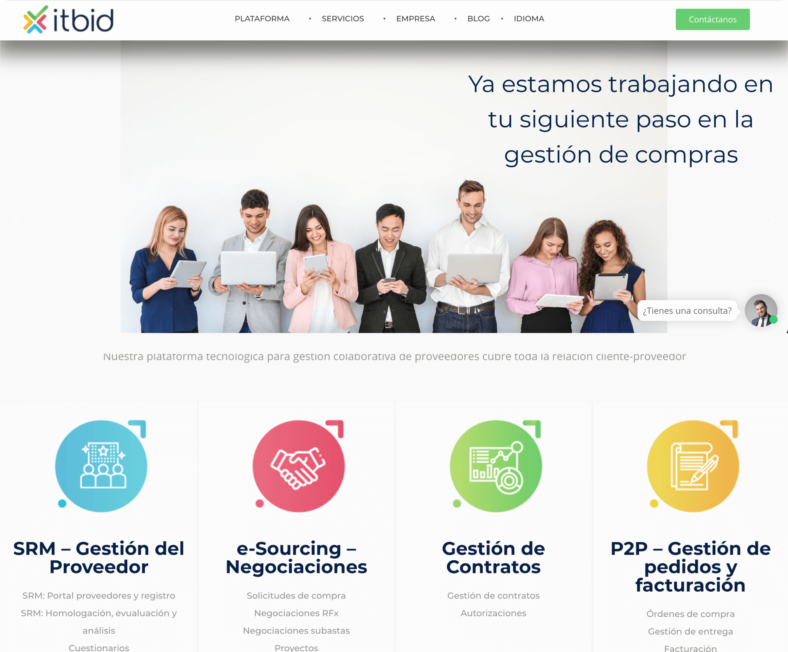 itbid's old website design, desktop version.